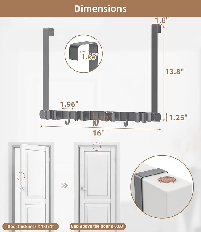 Broom Holder Over The Door-304 Stainless Steel Mop and Broom Holder Wall - Image 8