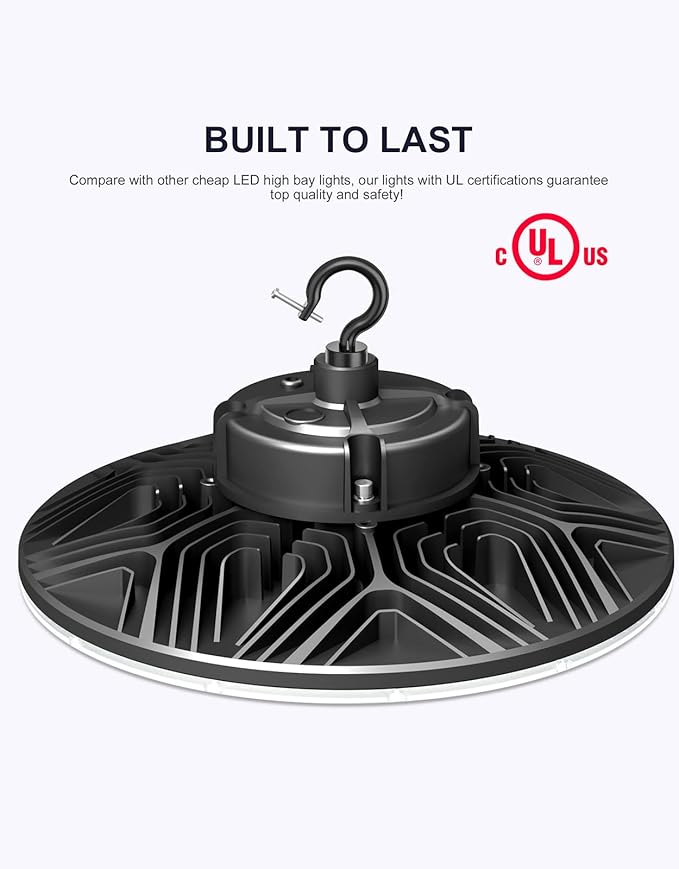 240W UFO LED High Bay Light, UL & DLC Listed 5000K Daylight 33600LM, 0-10V - Image 6