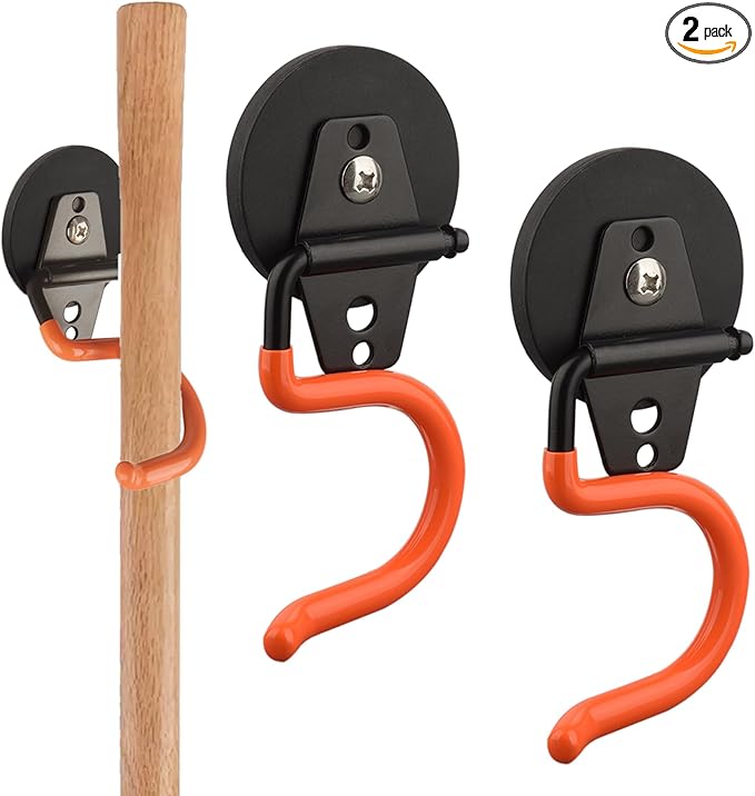 MUTUACTOR Magnetic Broom Holder, Non-Slip Garage Storage Hooks Heavy Duty by MUTUACTOR