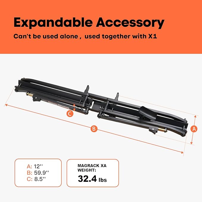 MagRack XA, Add-On MagRack X1, Expandable Hitch Bike Rack, Adding Extension - Image 2