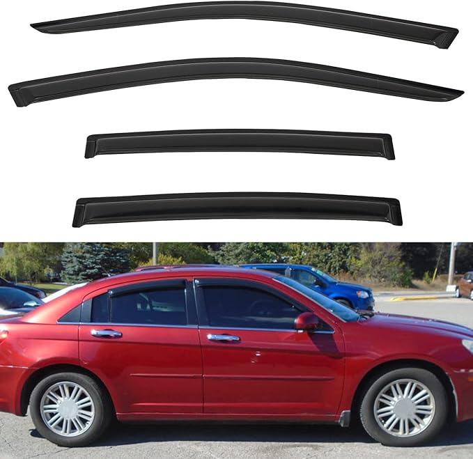 4pcs Front+Rear Smoke Tint Sun/Rain Guard Outside Mount Tape-On Vent Window by LQQDP