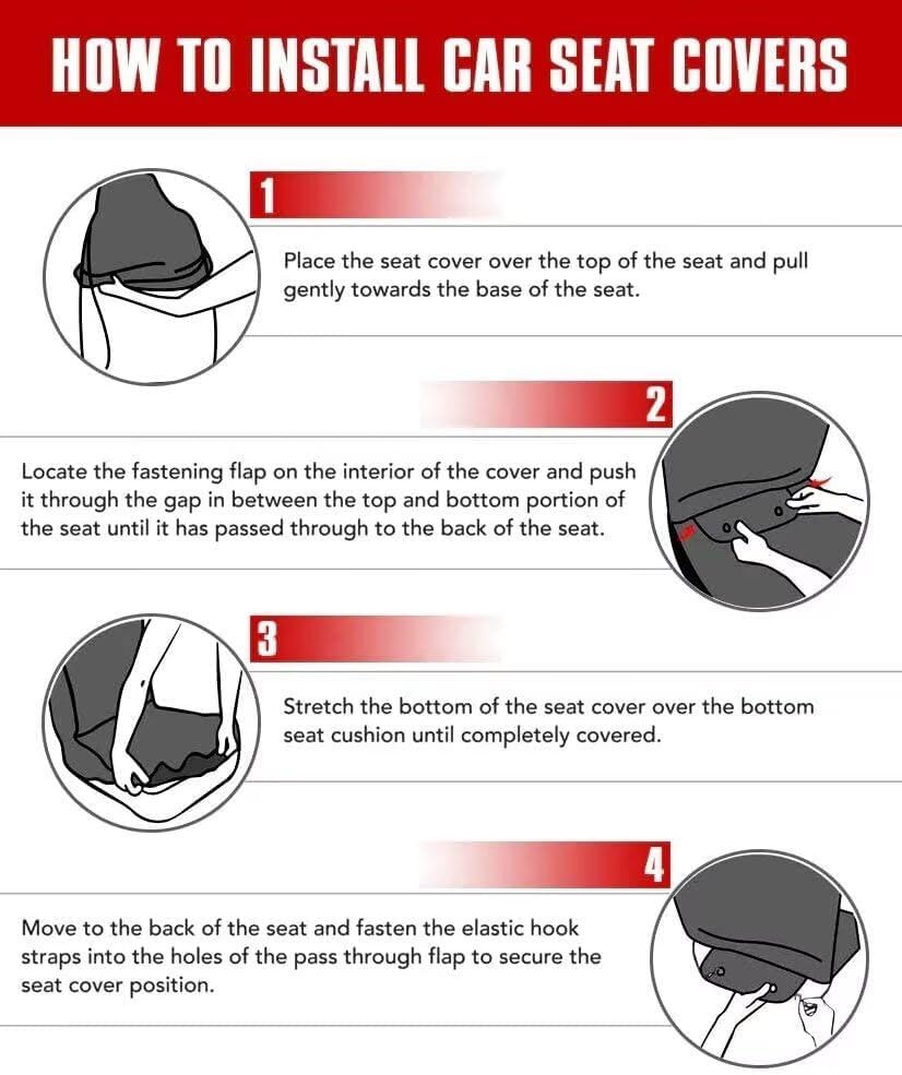 Gray-red Wolf Print Car Front Seat Cover Set of 2, Universal Fit, Made of Soft Polyester, Easy to Install, Edgy Style — Fits Most Vehicles