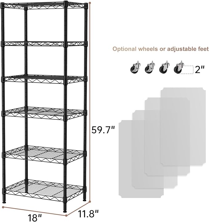 SINGAYE 6 Small Wire Shelves Kitchen Pantry Close Home Organizers and Storage - Image 3