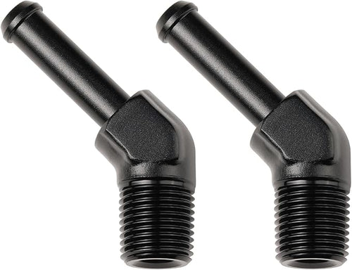 1/8 NPT Male to 1/4" Hose Barb Fitting Adapter 45 Degree Elbow Aluminum Black by Podavelle