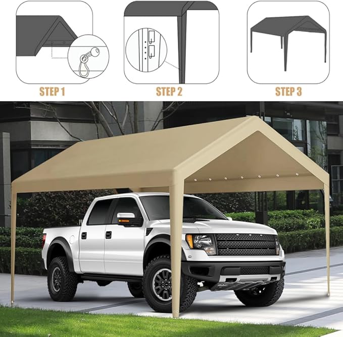 Rutile 12 x 20 FT Carport Replacement Cover, Heavy Duty Car Tarp Canopy Tent - Image 5