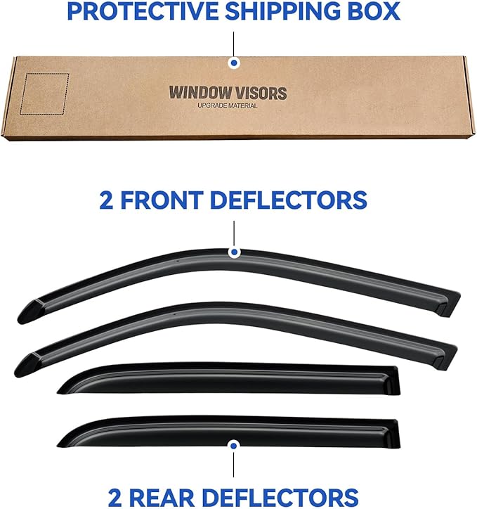 Window Visors Rain Guards for 2004 2005 2006 Toyota Tundra Double Cab, - Image 5