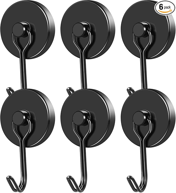 MIKEDE Magnetic Hooks, 110LB Heavy Duty Neodymium Black Magnet Hooks, Strong by MIKEDE