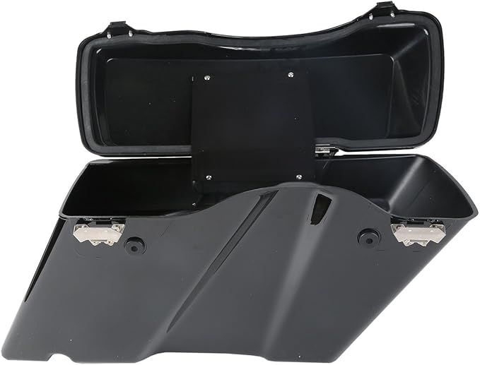 XFMT Motorcycle Saddlebags Vivid Black Hard Saddle Bags Trunk W/Black Latches - Image 8