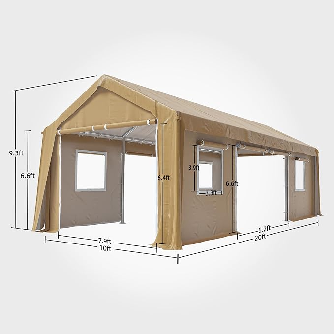 10x20ft Heavy Duty Carport Outdoor Canopy Portable Garage - Image 2