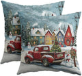 Christmas Throw Pillow Covers 16x16 Set of 2 Winter Red Truck Snowman by Trongr