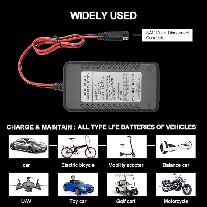 4-Amp LiFePO4 Battery Charger, 14.6 Volt Lithium Battery Charger, Smart Charger - Image 6