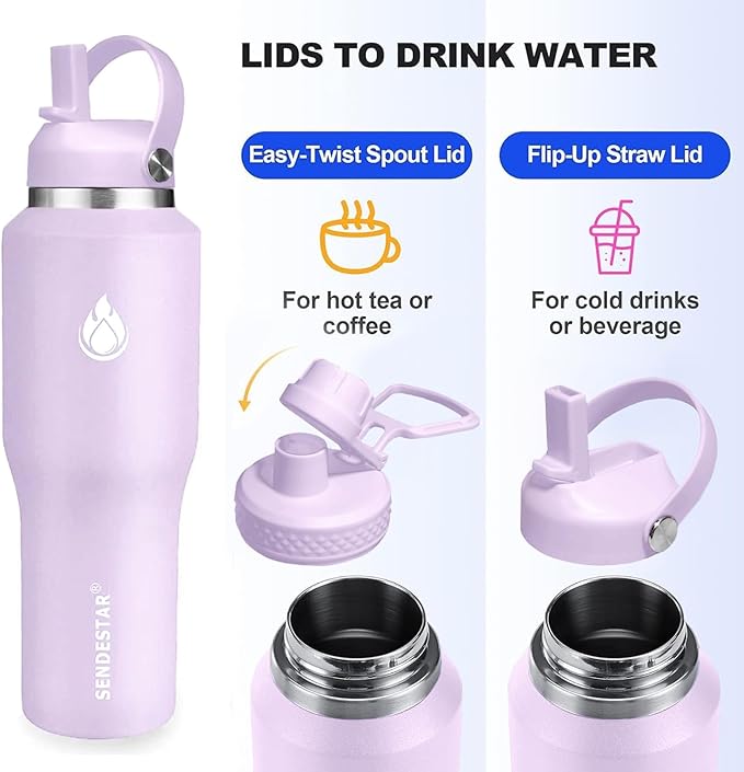 SENDESTAR 40oz Water Bottle Wide Mouth Stainless Steel Vacuum Insulated Double - Image 3