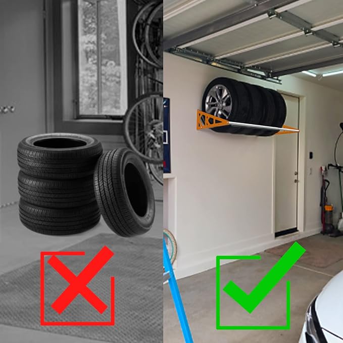 Tire Rack Wall Mount Adjustable 31"-56" Tire Storage Rack Wall Mount Wheel Rack - Image 6