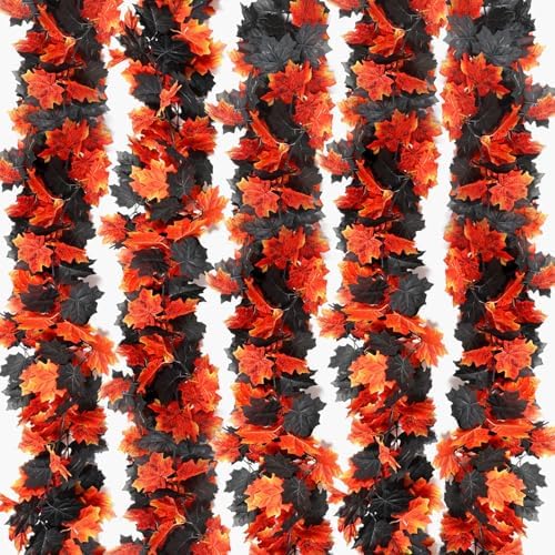 Joyhalo 5 Pack Fall Garland Black Leaves Garland for Autumn Halloween Decor by Joyhalo