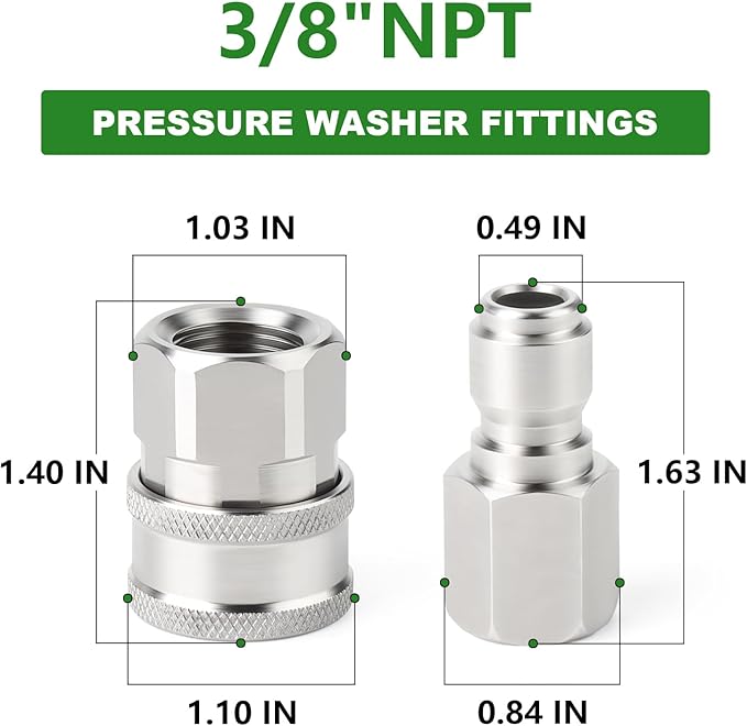 TAISHER 4PCS 304 Stainless Steel Pressure Washer Adapter Kit, Quick Connect - Image 2