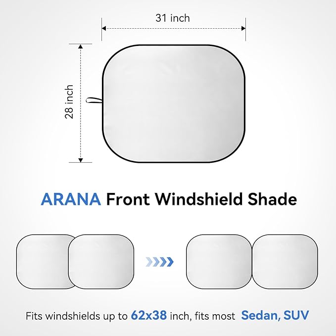ARANA Car Windshield Sun Shade 2 Piece丨240T Thickened Front Window Sunshades - Image 2