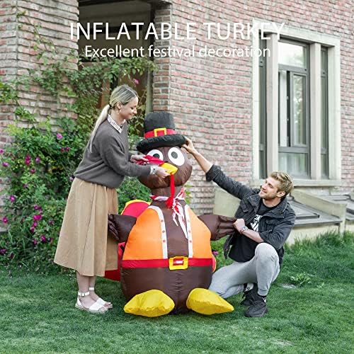 VIVOHOME 5ft Height Thanksgiving Inflatable LED Lighted Turkey with Hat - Image 2
