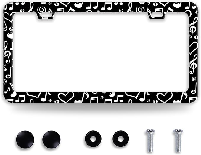 Music Note License Plate Frame Funny Musical License Plate Frames Stainless by BRAGHRTED