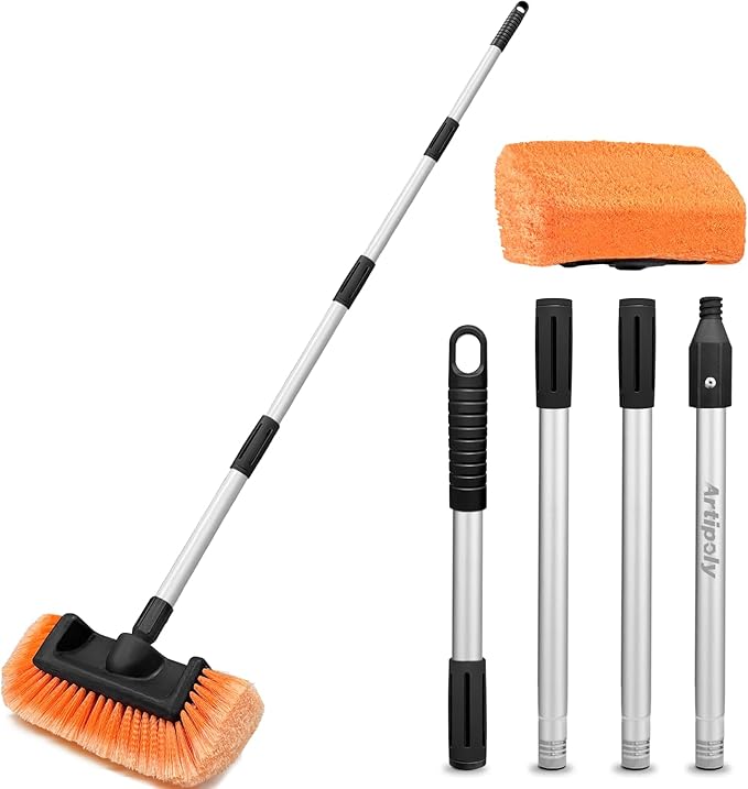 65" Car Wash Brush with Extension Pole, Car Wash 12" Dip Soft Five-Sided Brush by ARTIPOLY