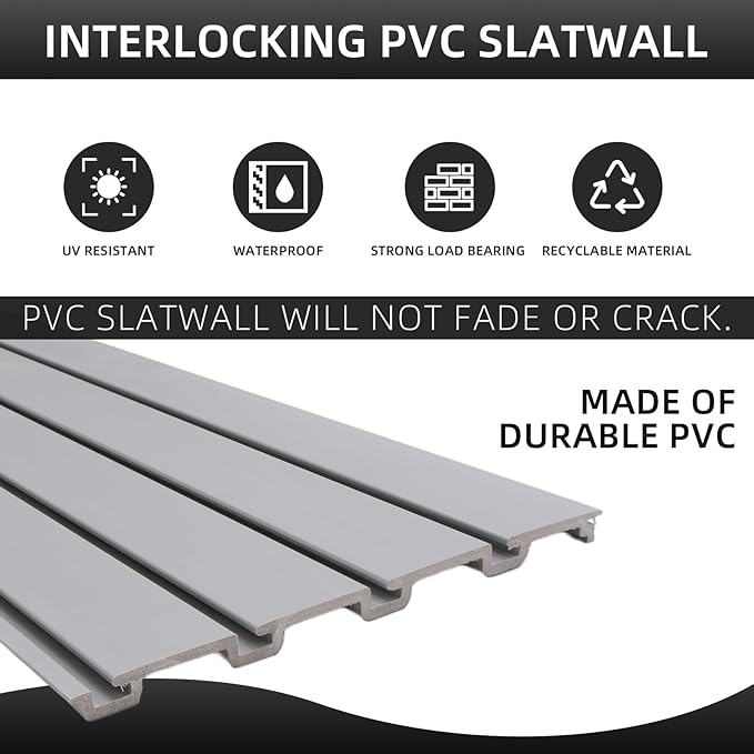 Slat Wall Paneling Garage Wall Organizer, PVC Gray Slatwall Panels 2 Pack 4'x8' - Image 3