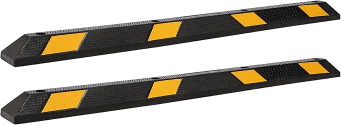 2-Pack 72" Rubber Parking Curb, Heavy Duty Long Garage Floor Wheel Stopper by Garvee