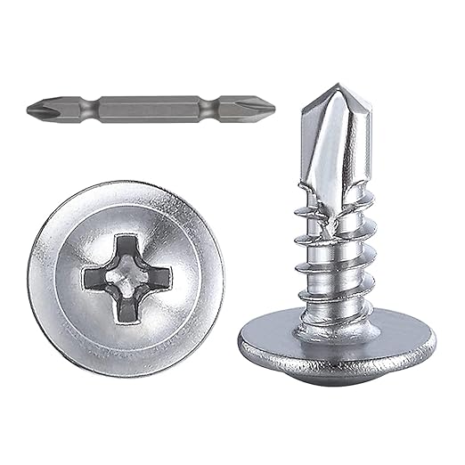 Wensilon（300pcs）#8×1/2”for Sheet Metal Self-Tapping Screws 410 Stainless Steel by Wensilon