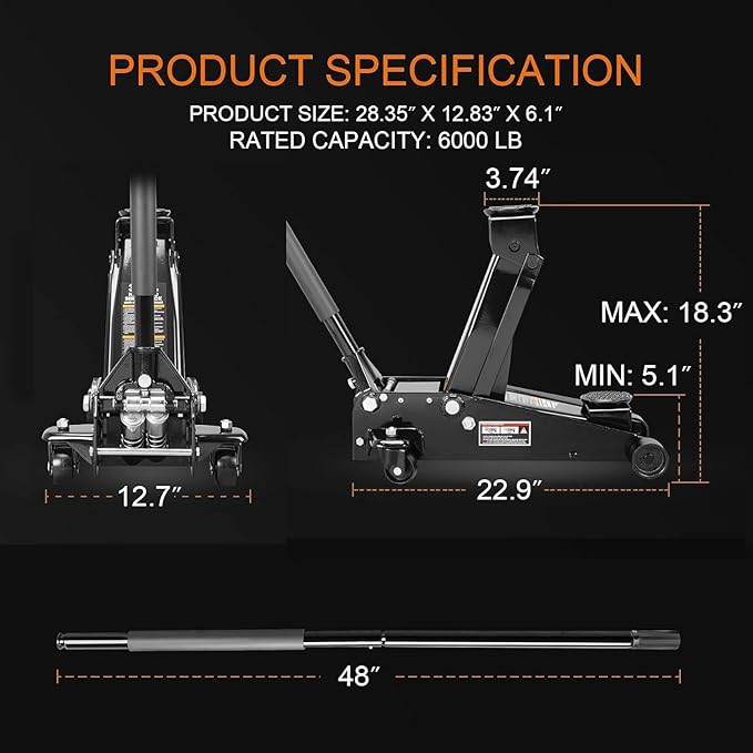 3 Ton Floor Jack Hydraulic Jack - Image 5