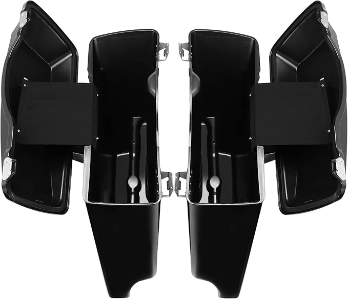 XFMT Motorcycle Stretched Saddlebags Vivid Black 5" Extended Hard Saddle Bags - Image 6