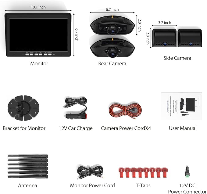 10.1" RV Backup Camera Wireless System Plug and Play, Pre-Wired - Image 8