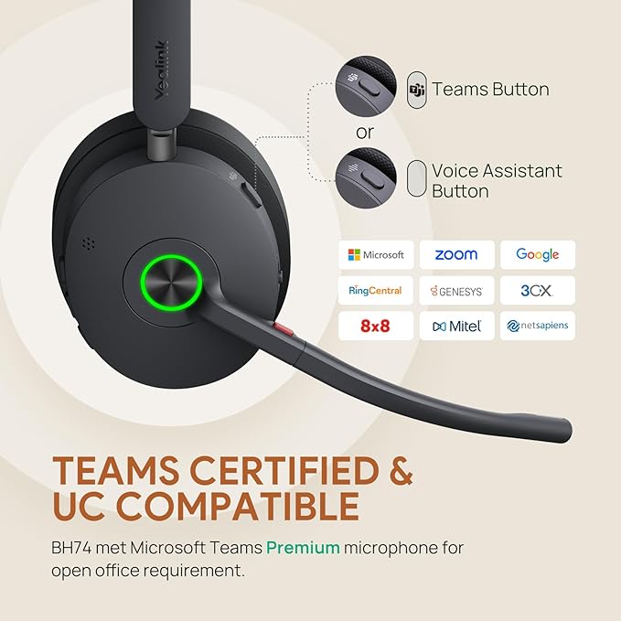 Yealink BH74 Active Noise Canceling Wireless Headset - Image 5