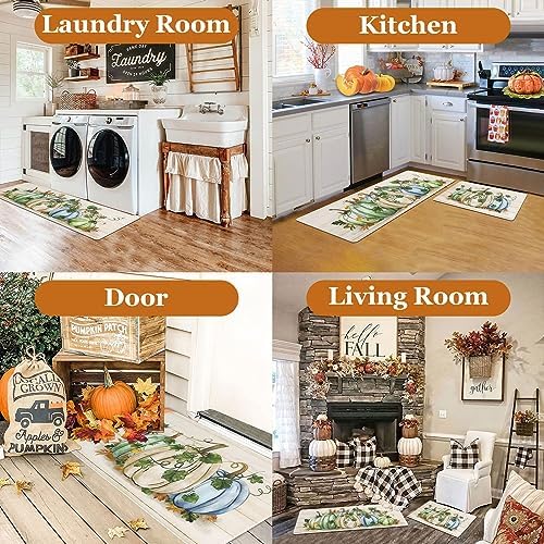 U'Artlines 2Piece Anti Fatigue Fall Kitchen Mats Rug Runner Set Green - Image 5