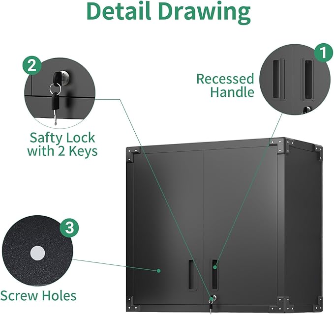 Metal Tool Cabinet, Garage Storage Cabinet System, Wall Cabinet & Locking - Image 5