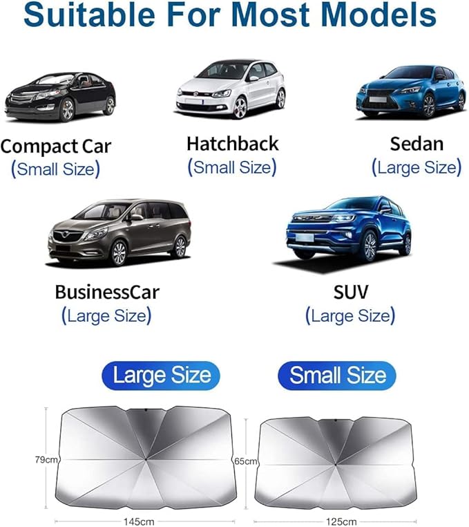 helloleiboo Car Windshield Sun Shade UV Rays and Heat Sun Visor Protector - Image 7