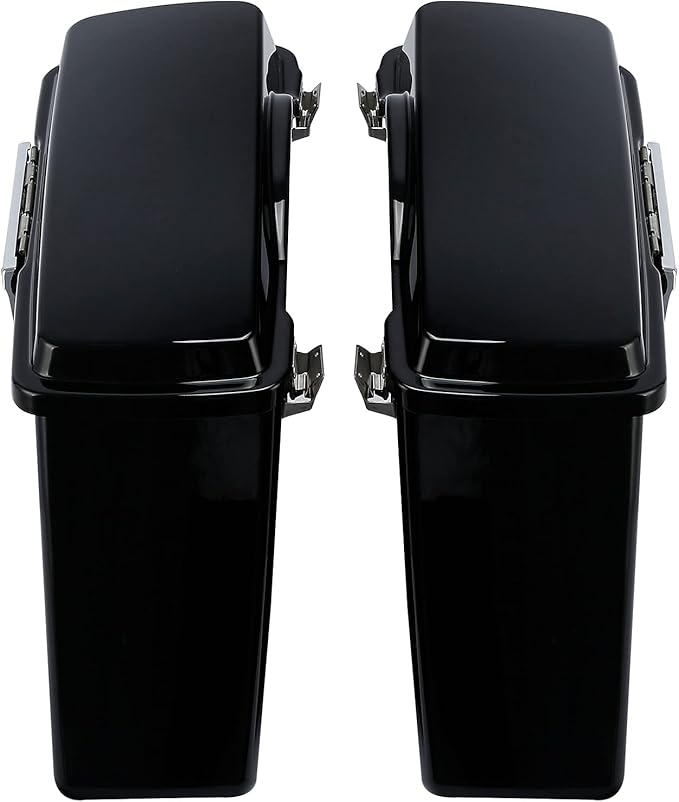 XFMT Vivid Black Hard Saddlebags Saddle Bags Trunk W/Chrome Conversion Brackets - Image 5