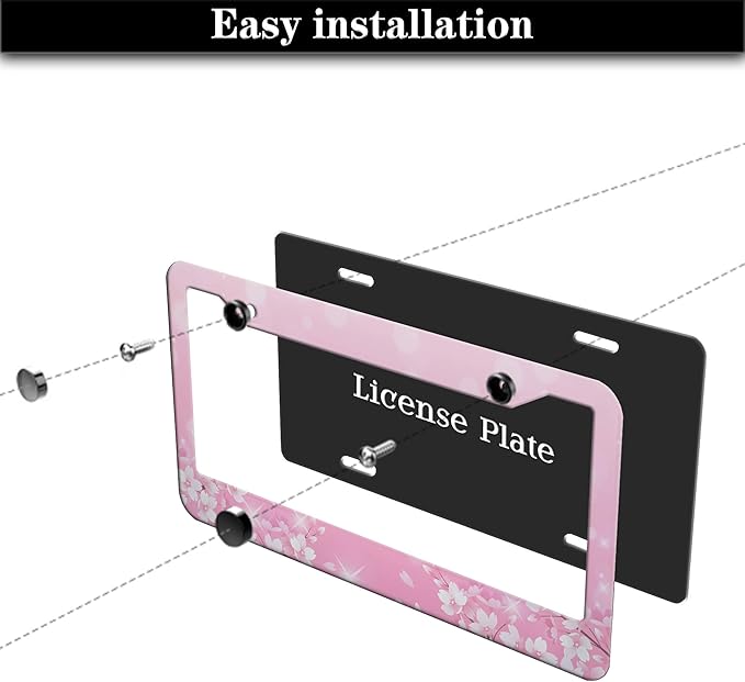 License Plate Frames for Girl Pink License Plate Cover for Women for Men Pink - Image 7