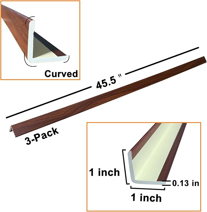 Wall Corner Protector 3PCS 45" Corner Molding Trim White Wood Grain Corner Trim - Image 5