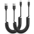 Coiled USB C Cable for Car 2Pack 3ft, USB to USBC Coiled Cord for iPhone 16 15 by Unknown
