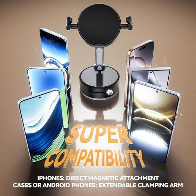 2025 Upgraded Foldable 2-in-1 Clip & Vacuum Magnetic Suction Car Phone Holder - Image 4