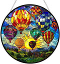 Hot Air Balloon Stained Glass Suncatcher Window Hanging, Gothic Dragon Christmas Ornaments for Fiction Lovers, Dinosaur Room Decor for Nursery New Home Gifts by 365CUSGIFTS