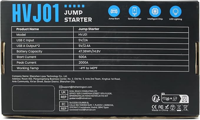 Car Jump Starter, HEMINGSON 2000A Peak Battery Jump Starter Portable 12V Jump - Image 11