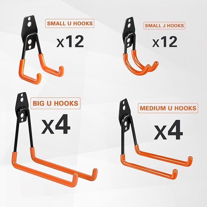 32 Pack Garage Hooks garage organization Steel Heavy Duty Garage Storage Hooks - Image 3