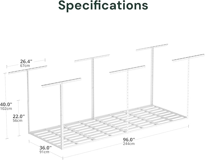 SunsGrove 3x8 Garage Storage Overhead Rack Organization, Adjustable Ceiling - Image 3
