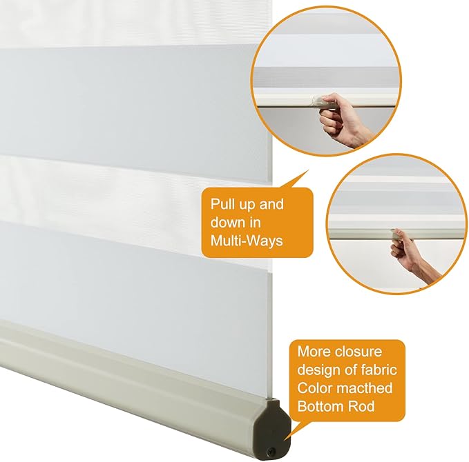 Persilux Cordless Zebra Blinds for Windows Free-Stop Dual Layer Roller Windows - Image 3