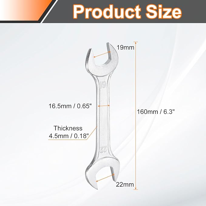 HARFINGTON 2pcs Double Open End Wrench 19mm x 22mm Metric 15 Degree Offset - Image 2