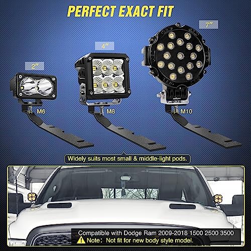 Nilight Ditch Light Brackets for Dodge RAM 1500 2500 3500 2009-2018