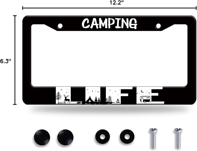 Camping Life License Plate Frame Forest Night Deer License Plate Frames - Image 8