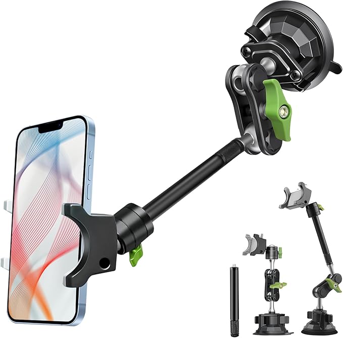 HEMMOTOP Suction Cup Car Phone Mount, 12 in Heavy Duty Metal Cell Phone Holder by Hemmotop