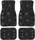 GLENLCWE 4 Pack Spider Cobweb Print Car Carpet Floor Mat for Women Men Halloween Car Decor,Heavy Duty and All Weather