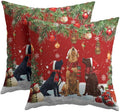 Christmas Red Throw Pillow Covers 18x18 Set of 2 santa hat dog trio snowman by Trongr