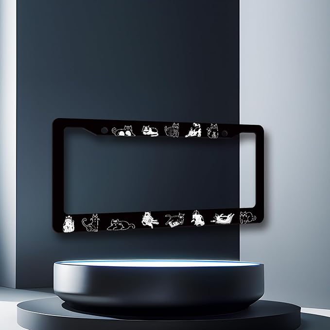 Cats License Plate Frame Cute Animal Cat License Plate Holder Stainless Steel - Image 3